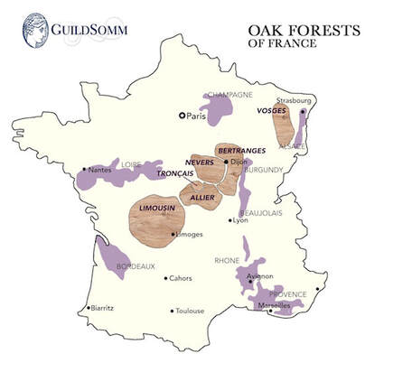 Map of France Oak Forests