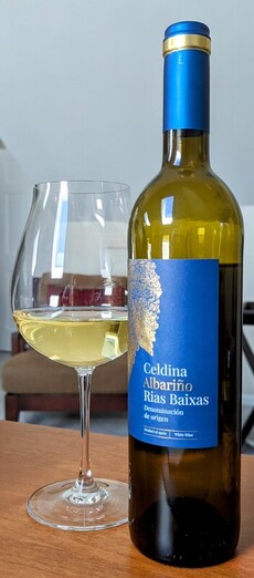 Glass of White Wine. Celdina Albarino wine.